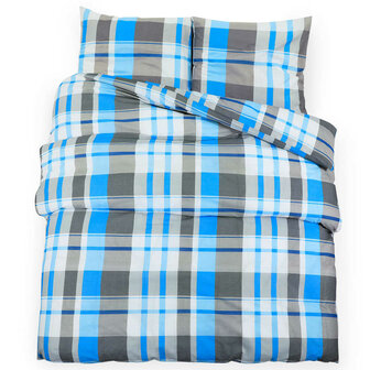Dekbedovertrekset 225x220 cm katoen blauw en grijs 2