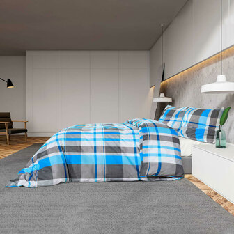 Dekbedovertrekset 225x220 cm katoen blauw en grijs 4