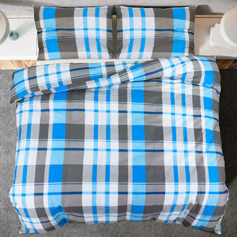 Dekbedovertrekset 225x220 cm katoen blauw en grijs 5