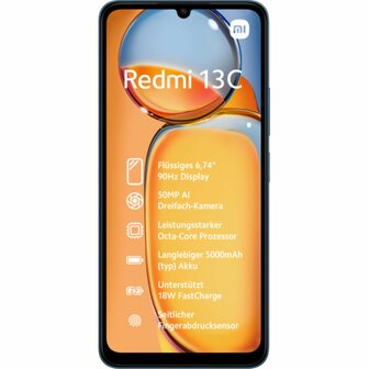Smartphone Xiaomi Redmi 13C 6,74&quot; ARM Cortex-A55 MediaTek Helio G85 4 GB RAM 128 GB Blauw Zwart 1