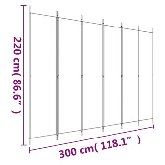 Kamerscherm met 6 panelen 300x220 cm stof antracietkleurig 8