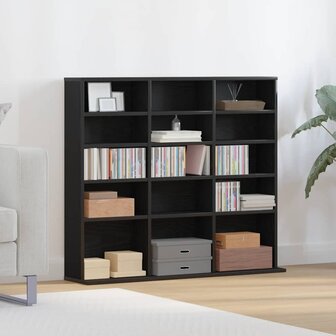 CD-kast 100,5x23x89,5 cm bewerkt hout zwart eikenkleurig 3