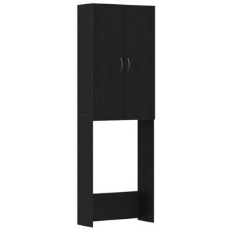 Wasmachinekast 64x25,5x190 cm zwart eikenkleur 2