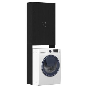 Wasmachinekast 64x25,5x190 cm zwart eikenkleur 4