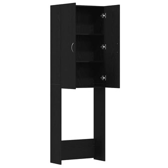 Wasmachinekast 64x25,5x190 cm zwart eikenkleur 5