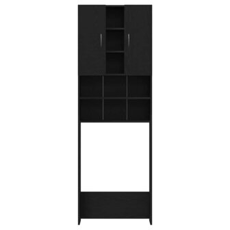 Wasmachinekast 64x25,5x190 cm zwart eikenkleur 6