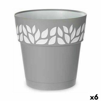 Zelfwaterende bloempot Stefanplast Cloe Grijs Plastic 25 x 25 x 25 cm (6 Stuks) 1