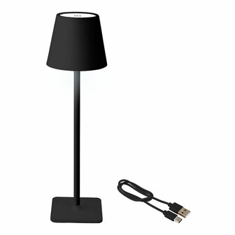 Ledtafellamp Lumineo 894376 Zwart Metaal 17 cm Herlaadbaar 1