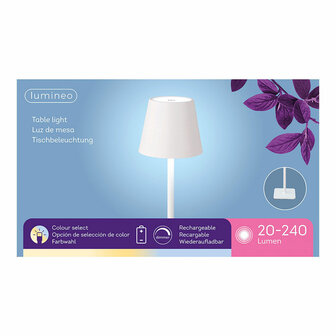 Ledtafellamp Lumineo 894378 Wit Metaal 37 cm Herlaadbaar 2