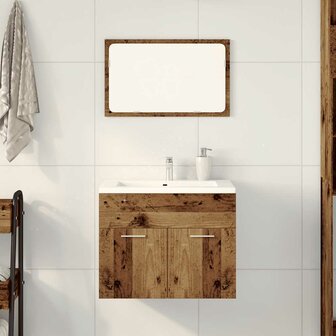 2-delige Badkamermeubelset bewerkt hout oud houtkleurig 1