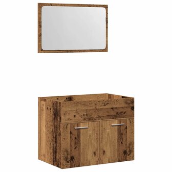 2-delige Badkamermeubelset bewerkt hout oud houtkleurig 2