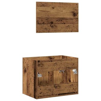 2-delige Badkamermeubelset bewerkt hout oud houtkleurig 8