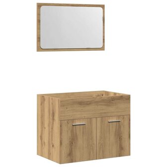 2-delige Badkamermeubelset bewerkt hout artisanaal eikenkleur 2
