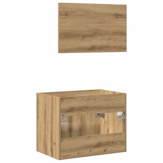 2-delige Badkamermeubelset bewerkt hout artisanaal eikenkleur 8