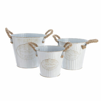 Plantenbakkenset Decoris Wit Metaal Touw Met handvatten (3 Onderdelen) 1