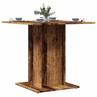 Eettafel 80x80x75 cm bewerkt hout oud houtkleurig 1