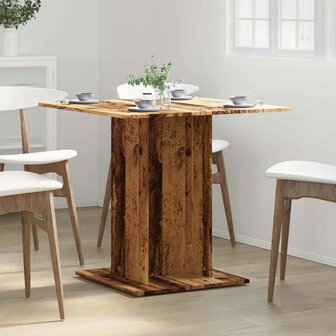 Eettafel 80x80x75 cm bewerkt hout oud houtkleurig 4