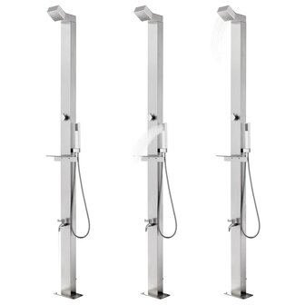 Buitendouche met grijze basis 225 cm roestvrij staal 2