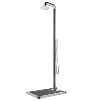 Buitendouche met grijze basis 230 cm roestvrij staal 1