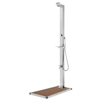 Buitendouche met bruine basis 225 cm roestvrij staal 1