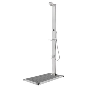 Buitendouche met grijze basis 225 cm roestvrij staal 1