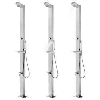 Buitendouche met grijze basis 225 cm roestvrij staal 2