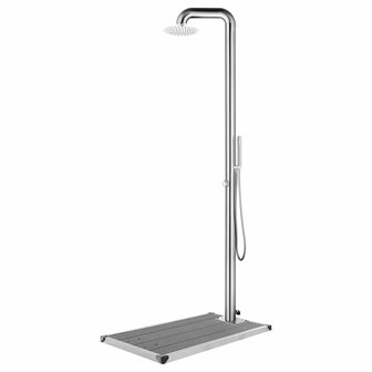 Buitendouche met grijze basis 230 cm roestvrij staal 1