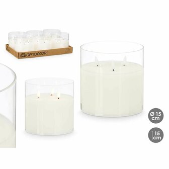 LED kaars GiftDecor Z23688 Wit Transparant 15 x 15 x 15 cm (6 Stuks) 2