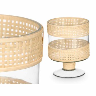 Kaarshouder GiftDecor SG-29685 Transparant Natuurlijk Glas Rotan 15 x 20 x 15 cm (6 Stuks) 2