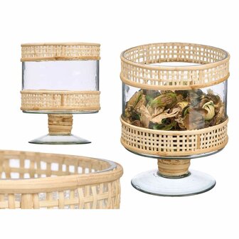 Kaarshouder GiftDecor SG-29685 Transparant Natuurlijk Glas Rotan 15 x 20 x 15 cm (6 Stuks) 3