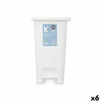 Pedaalemmer ABK-142 2 Wit Plastic 25 L (6 Stuks) 1