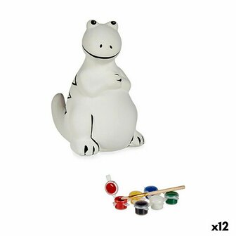 Spaarpot die je kunt verven Dinosaurus 8,5 x 13,2 x 11 cm Keramisch (12 Stuks) 1