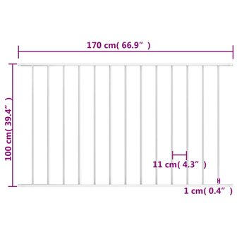 Hekpaneel 1,7x1 m gepoedercoat staal wit 4