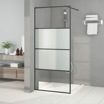 Inloopdouchewand 90x195 cm halfmat ESG-glas zwart 1