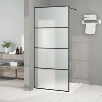 Inloopdouchewand 90x195 cm mat ESG-glas zwart 1