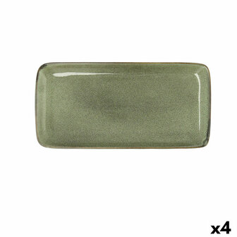 Serveerschaal Bidasoa Ikonic Groen Keramisch 28 x 14 cm (Pack 4x) 2