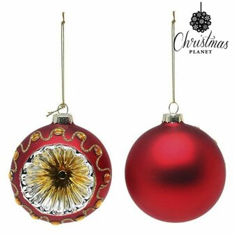 Kerstballen 8 cm (2 uds) Kristal Rood 1
