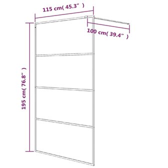 Inloopdouchewand 115x195 cm transparant ESG-glas wit 7