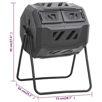 Compostbak 160 L 73x64x95 zwart 7