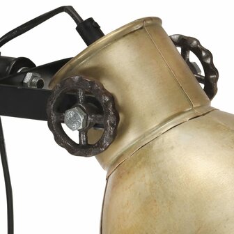 Vloerlamp met 2 lampenkappen E27 gietijzer messingkleurig 6
