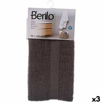 Badhanddoek Berilo 89671 Grijs 80 % katoen 20 % Polyester 90 x 150 cm 90 x 0,5 x 150 cm (3 Stuks) 1