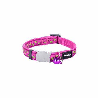 Kattenhalsband Red Dingo Stars Lime on Hot 20-32 cm Roze 1