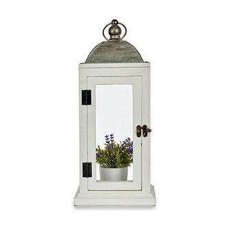 Lantaarn 18 x 43 x 18 cm Zilverkleurig Metaal Hout Wit (6 Stuks) 3