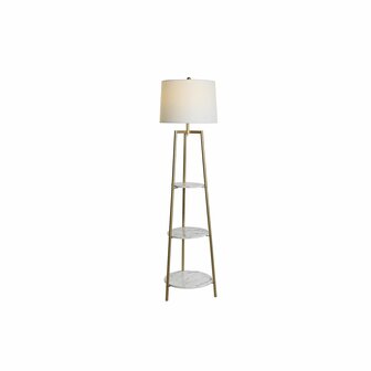 Vloerlamp DKD Home Decor Gouden Metaal Polyester Wit 50 W Hout MDF (41 x 41 x 156 cm) 1