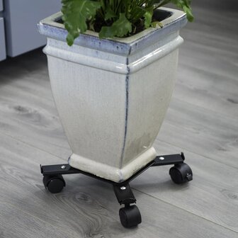 Nature Plantentrolley met 4-armen verstelbaar metaal zwart 1