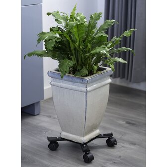 Nature Plantentrolley met 4-armen verstelbaar metaal zwart 7