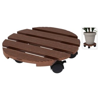 ProGarden Plantentrolley rond 29 cm bruin 1