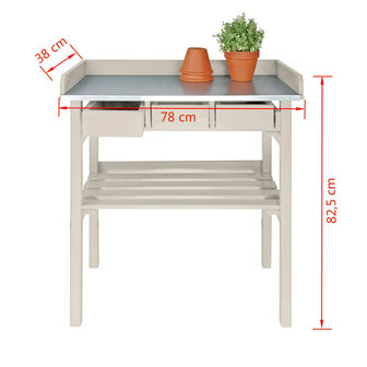 Esschert Design tuinwerktafel met lades (wit) CF29W 3