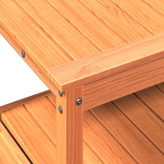 Oppottafel met schappen 82,5x45x81 cm massief grenenhout bruin 8