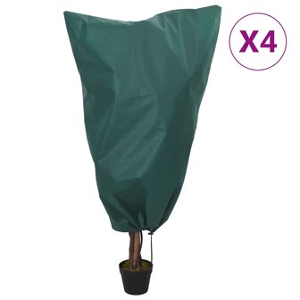 Plantenhoezen met trekkoord 4 st 70 g/m&sup2; 0,8x1,2 m 1